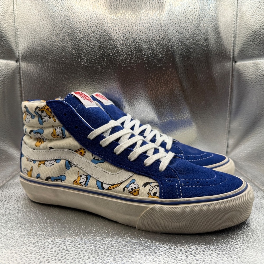 Size 10 Vans Sk8-Hi Sneakers Mens Blue Excellent Disney Donald Duck High Top